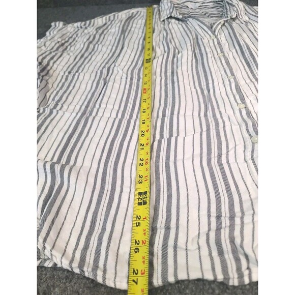 Time And Tru Tunic Button Up Shirt Women's Plus 2XL Short Sleeve Dolman Striped - Picture 3 of 5